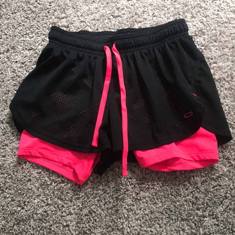 Pink and black champion Athletic running shorts